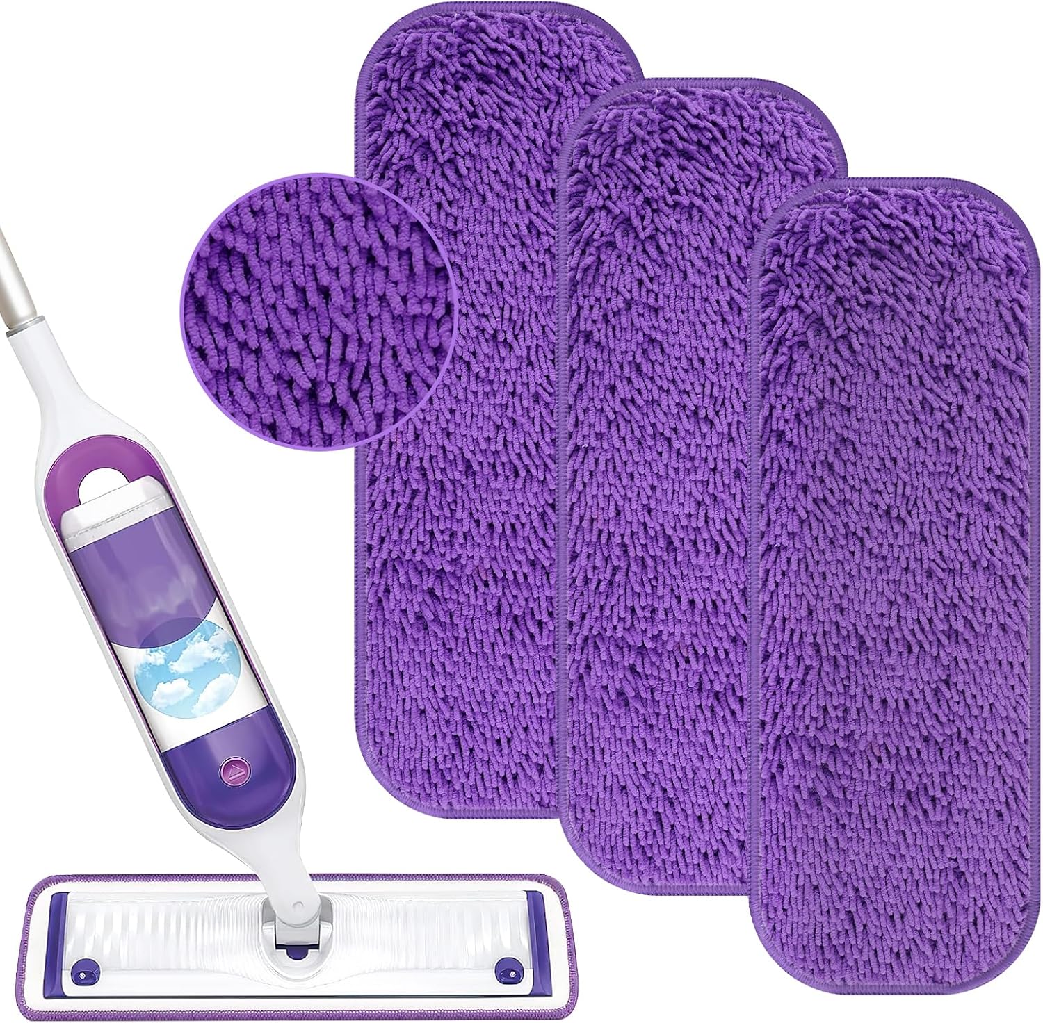 Reusable Power Mop Refill Pads for Swiffer Power Mop Starter Kit - Swifter Powermop Pads Refills - Multi-Surface & Wood Mopping Pad Refil for Floor Cleaning - Washable Microfiber Pad, 3 Pack - Image 1