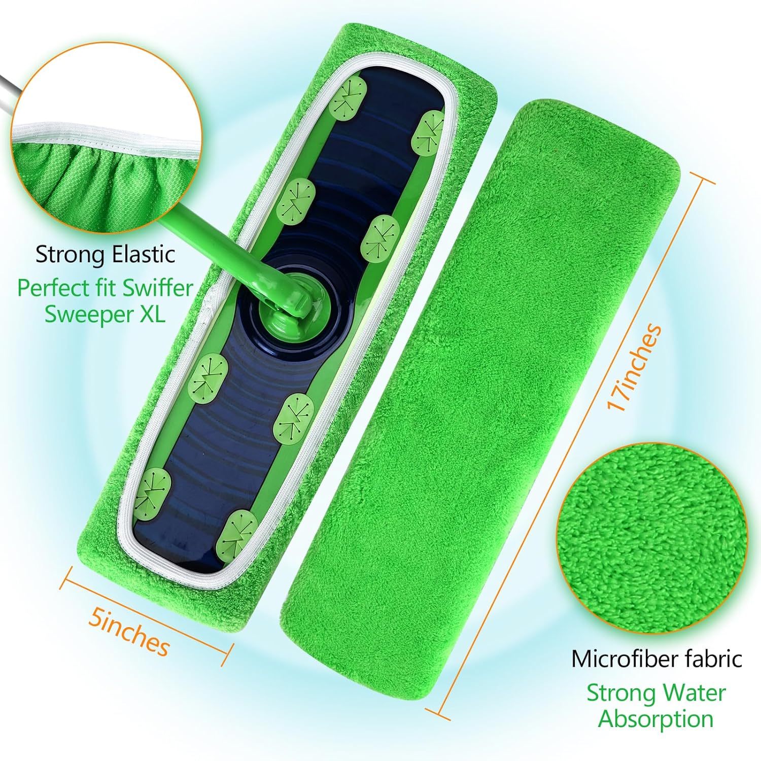 Reusable Microfiber Mop Pads for Swiffer - XL Dry Sweeping Cloths & Wet Pads Refills - Heavy Duty Mopping Cloths for Floor Mopping and Sweeping, 4 Pack - Image 4