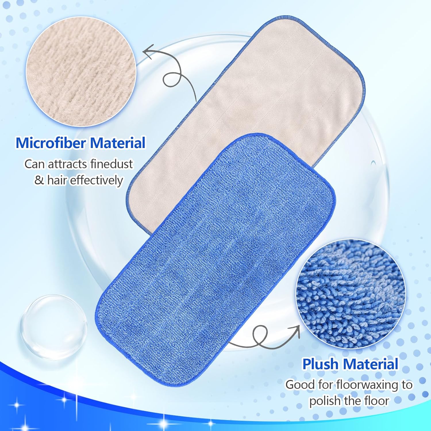 Microfiber Cleaning Cloth Compatible with MR SIGA Professional Microfiber Mop - Professional Reusable Flat Mop Refills - Mop Pads Replacement for Hardwood Cleaning (4 Pack) - Image 3