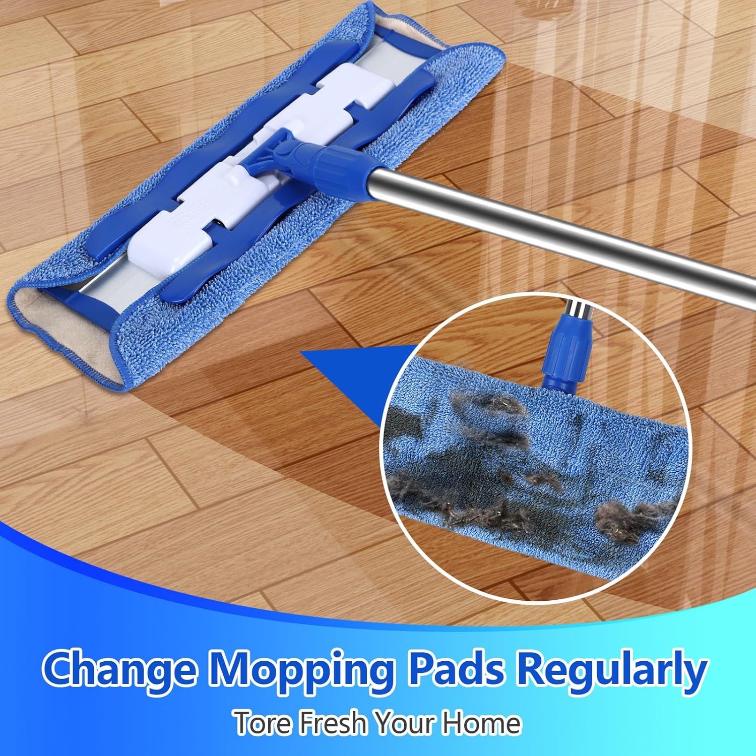 Microfiber Cleaning Cloth Compatible with MR SIGA Professional Microfiber Mop - Professional Reusable Flat Mop Refills - Mop Pads Replacement for Hardwood Cleaning (4 Pack) - Image 4