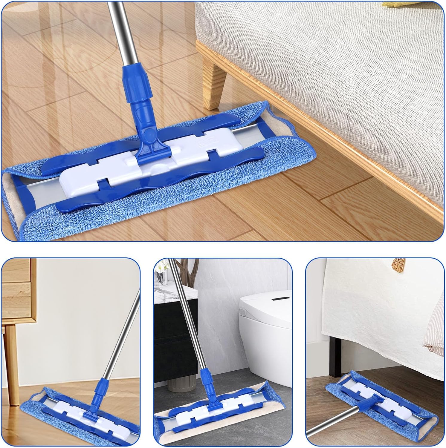 Microfiber Cleaning Cloth Compatible with MR SIGA Professional Microfiber Mop - Professional Reusable Flat Mop Refills - Mop Pads Replacement for Hardwood Cleaning (4 Pack) - Image 5