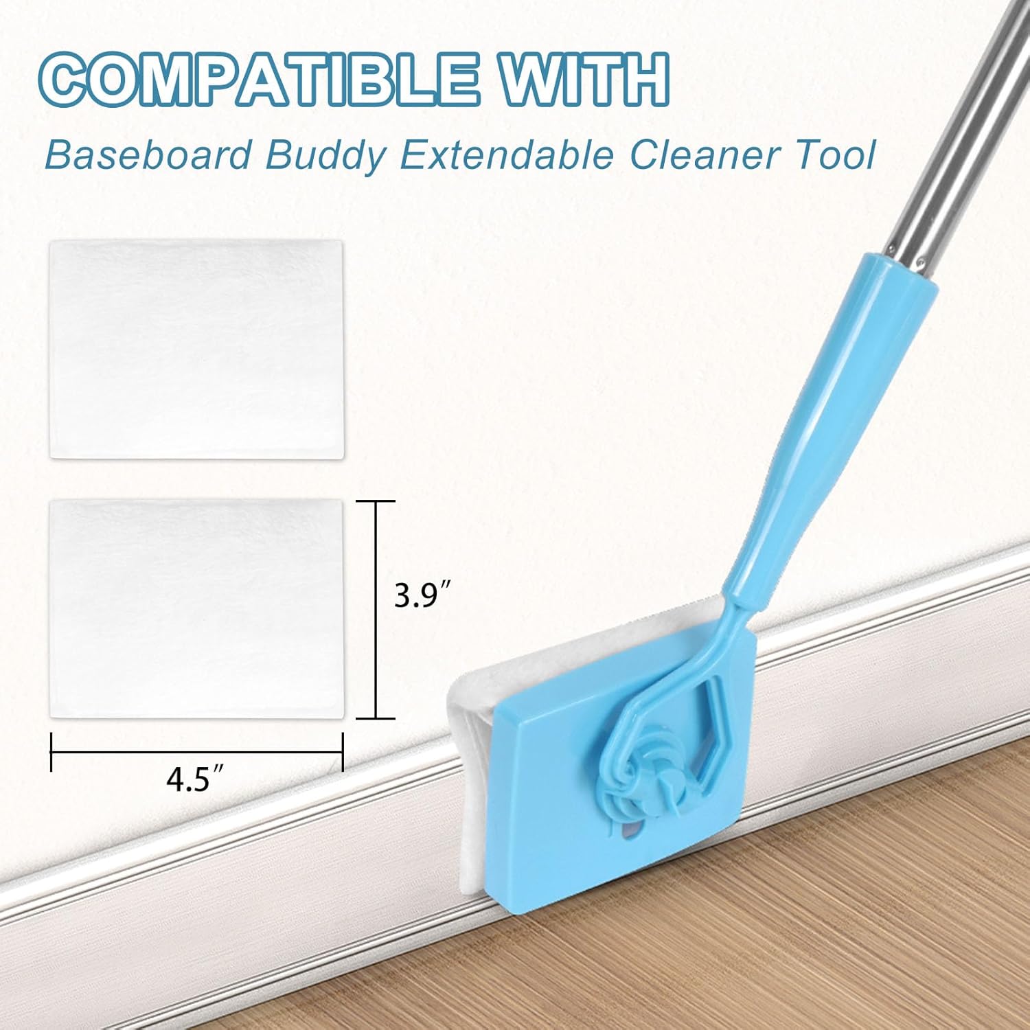 10 Pack Reusable Pad Refills Compatible with Baseboard Cleaner Tool - Microfiber Replacement Pads for Wet & Dry Use (Mop NOT Included) - Image 2