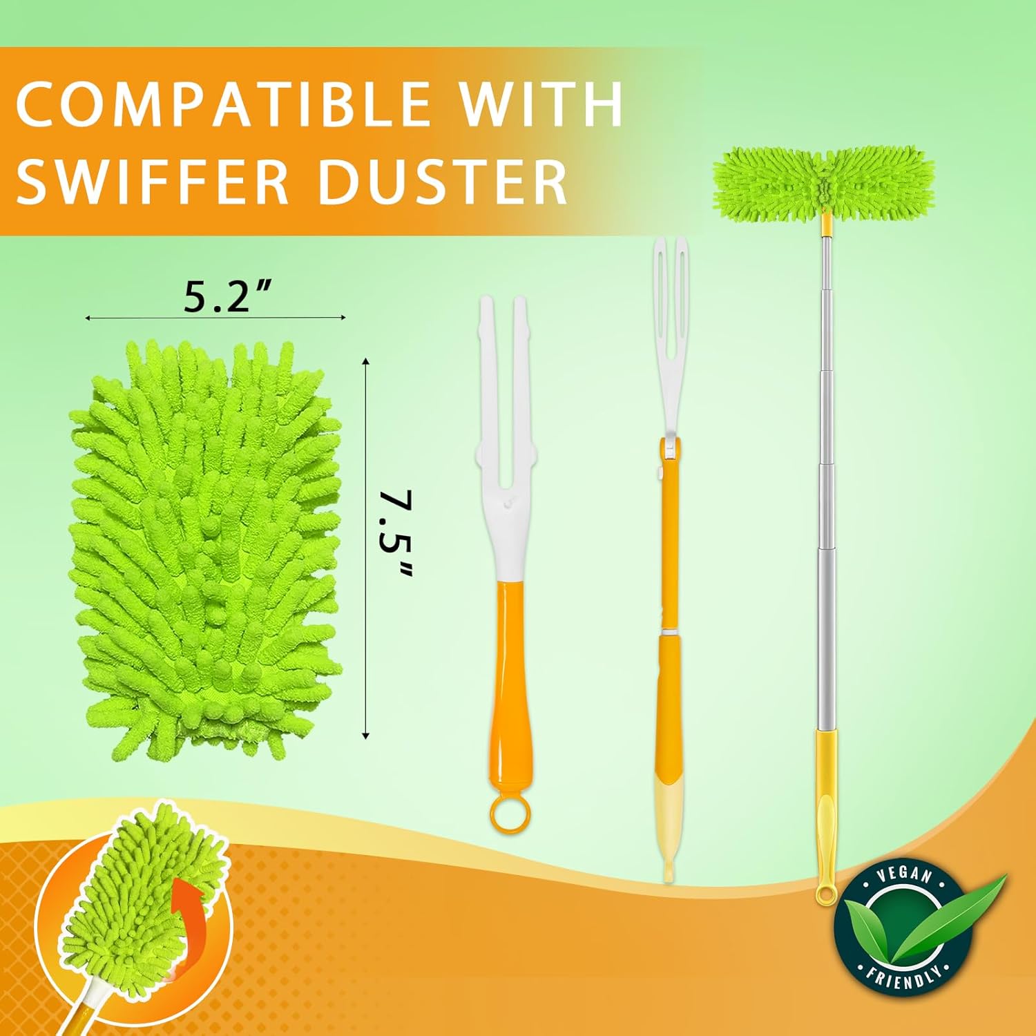 Reusable Duster Refill Compatible with Swiffer Hand Duster - Microfiber Ceiling Fan Duster for Swiffer Dusters Extended Handle - 360 Heavy Duty Dusters Refills, 4 Pack(Handle is Not Included) - Image 2