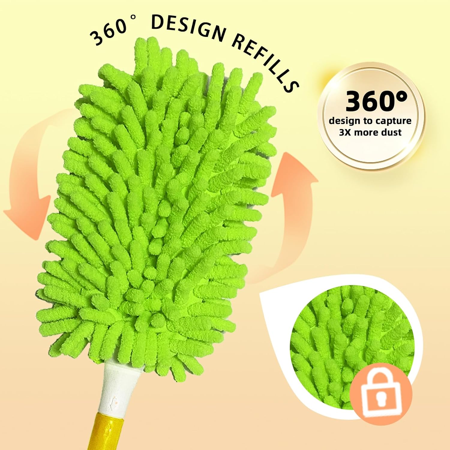 Reusable Duster Refill Compatible with Swiffer Hand Duster - Microfiber Ceiling Fan Duster for Swiffer Dusters Extended Handle - 360 Heavy Duty Dusters Refills, 4 Pack(Handle is Not Included) - Image 3