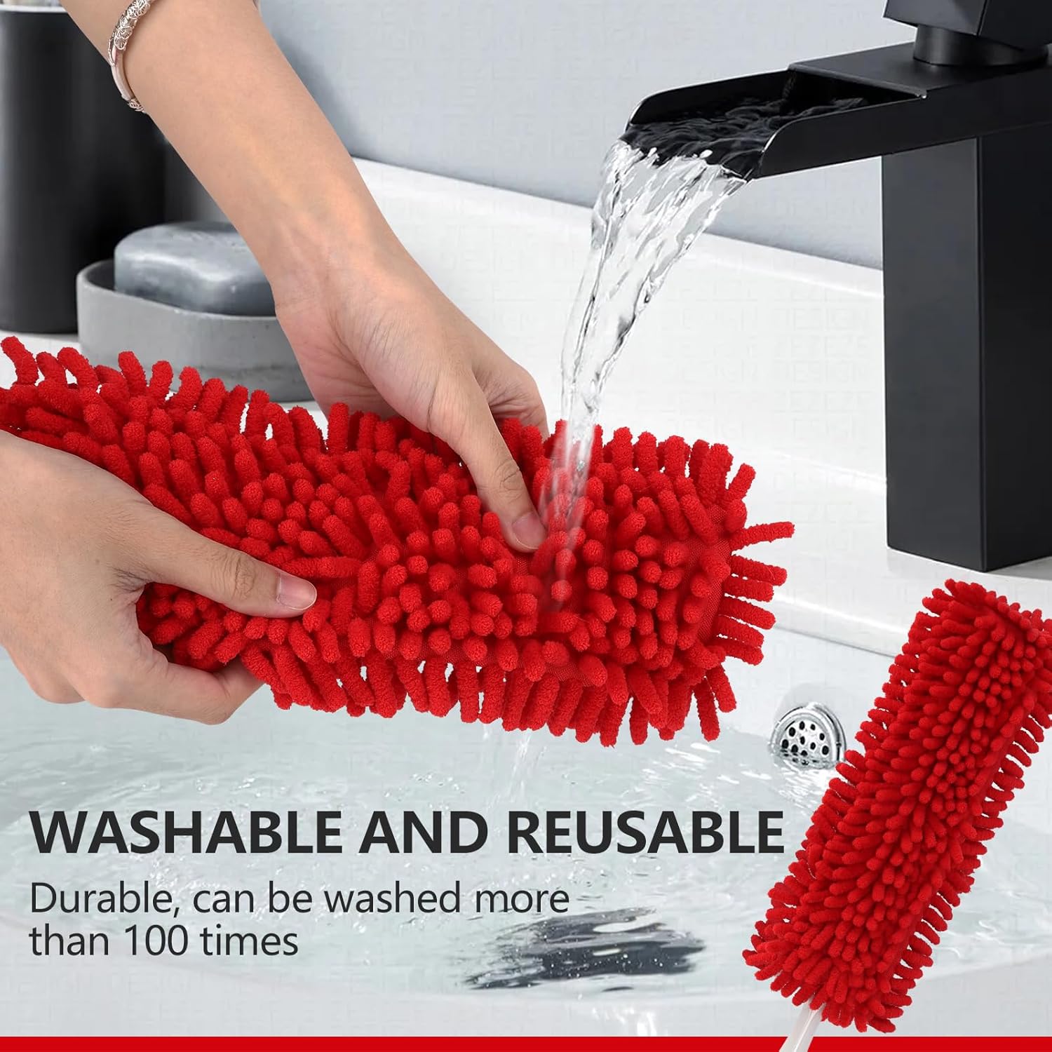 Reusable Microfiber Duster Refills Compatible with OXO & for MR.SIGA Duster - Washable Dusters Refill for OXO Good Grips Extendable Duster for Cleaning, 2 Pack (Handle is Not Included) - Image 3