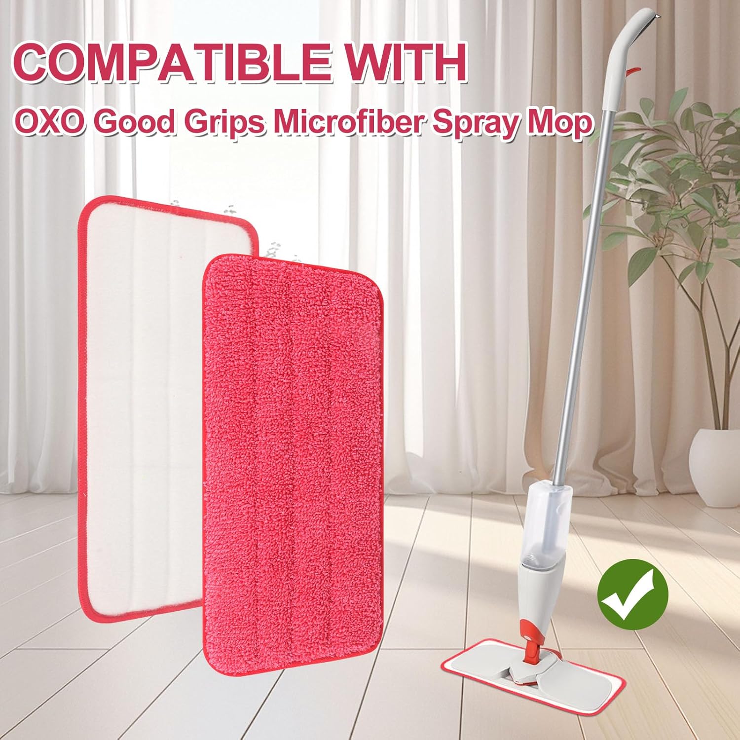 Mop Replacement Pads Compatible with OXO Good Grips Spray Mop - Reusable Microfiber Pad Refill for Floor Cleaning, 4 Pack (Mop is Not Included) - Image 2