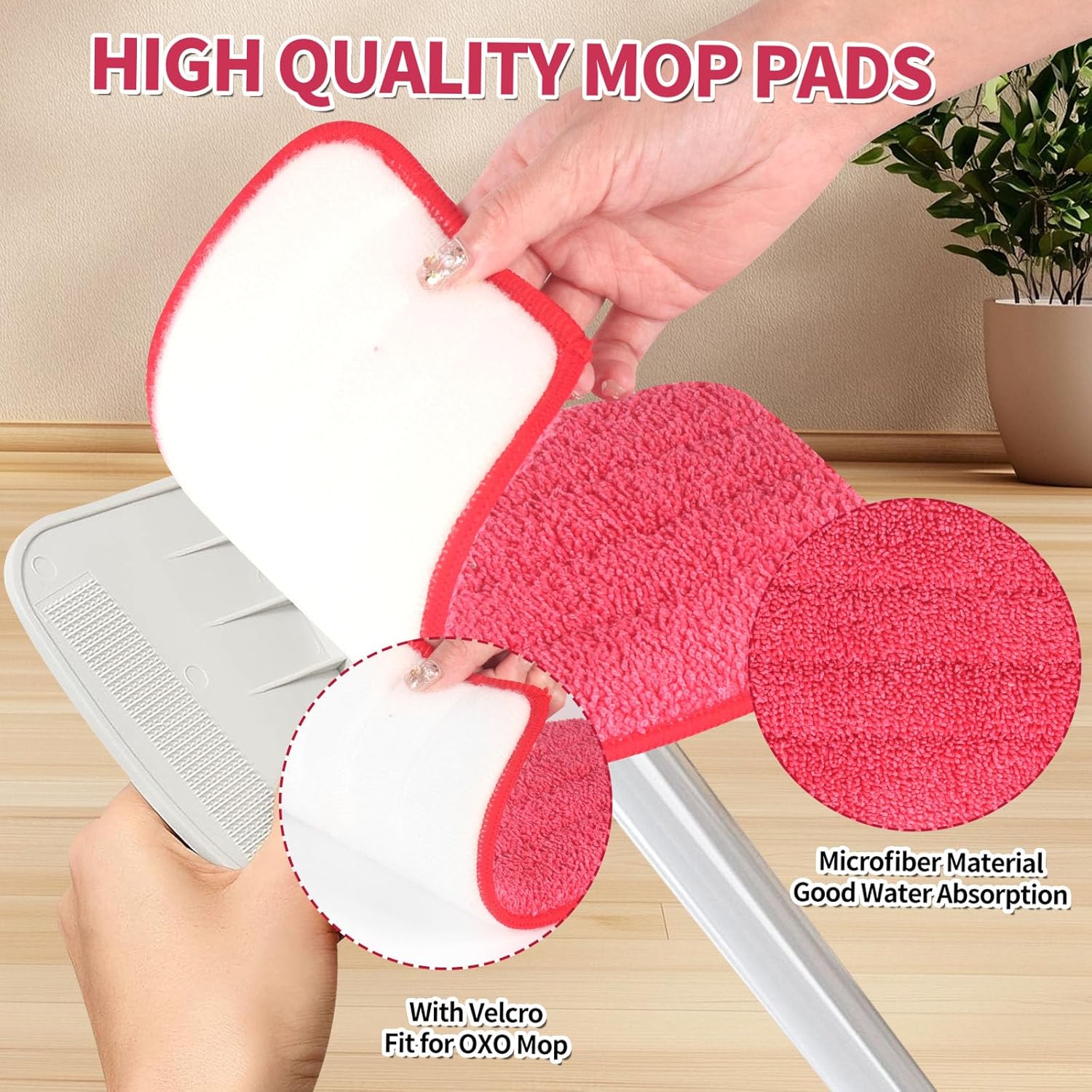 Mop Replacement Pads Compatible with OXO Good Grips Spray Mop - Reusable Microfiber Pad Refill for Floor Cleaning, 4 Pack (Mop is Not Included) - Image 4