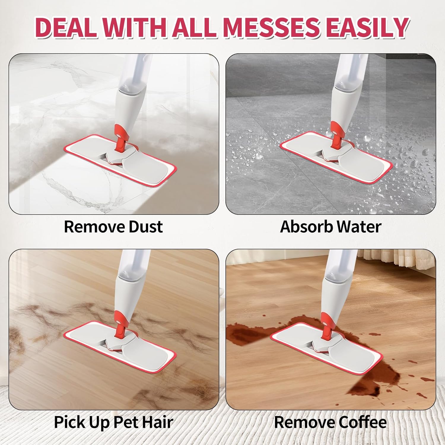 Mop Replacement Pads Compatible with OXO Good Grips Spray Mop - Reusable Microfiber Pad Refill for Floor Cleaning, 4 Pack (Mop is Not Included) - Image 5