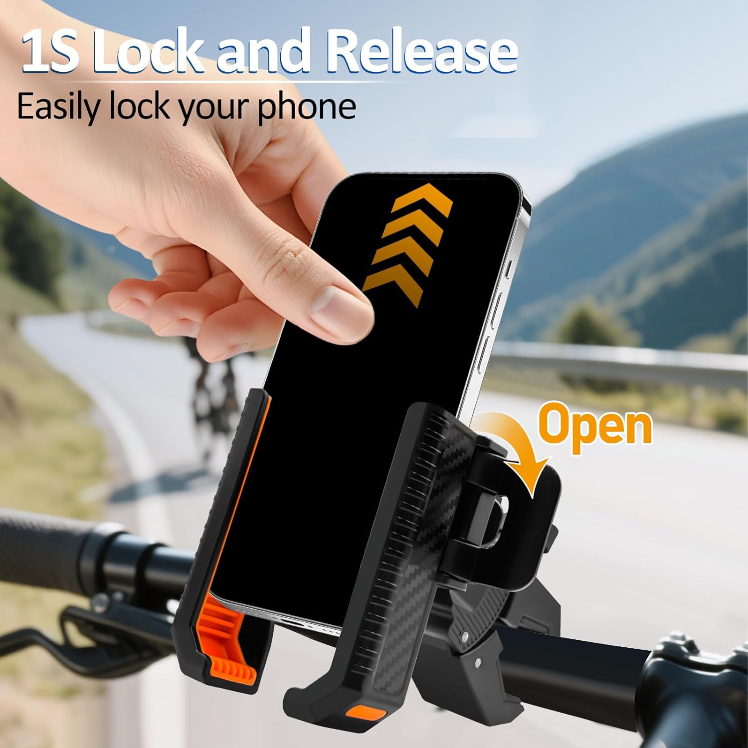 Bike Phone Holder Motorcycle Phone Mount, Handlebar Cell Phone Clamp, Phone Mount for Bike Motorcycle Scooter Golf Cart, Handlebar Phone Mount for 4.5-7