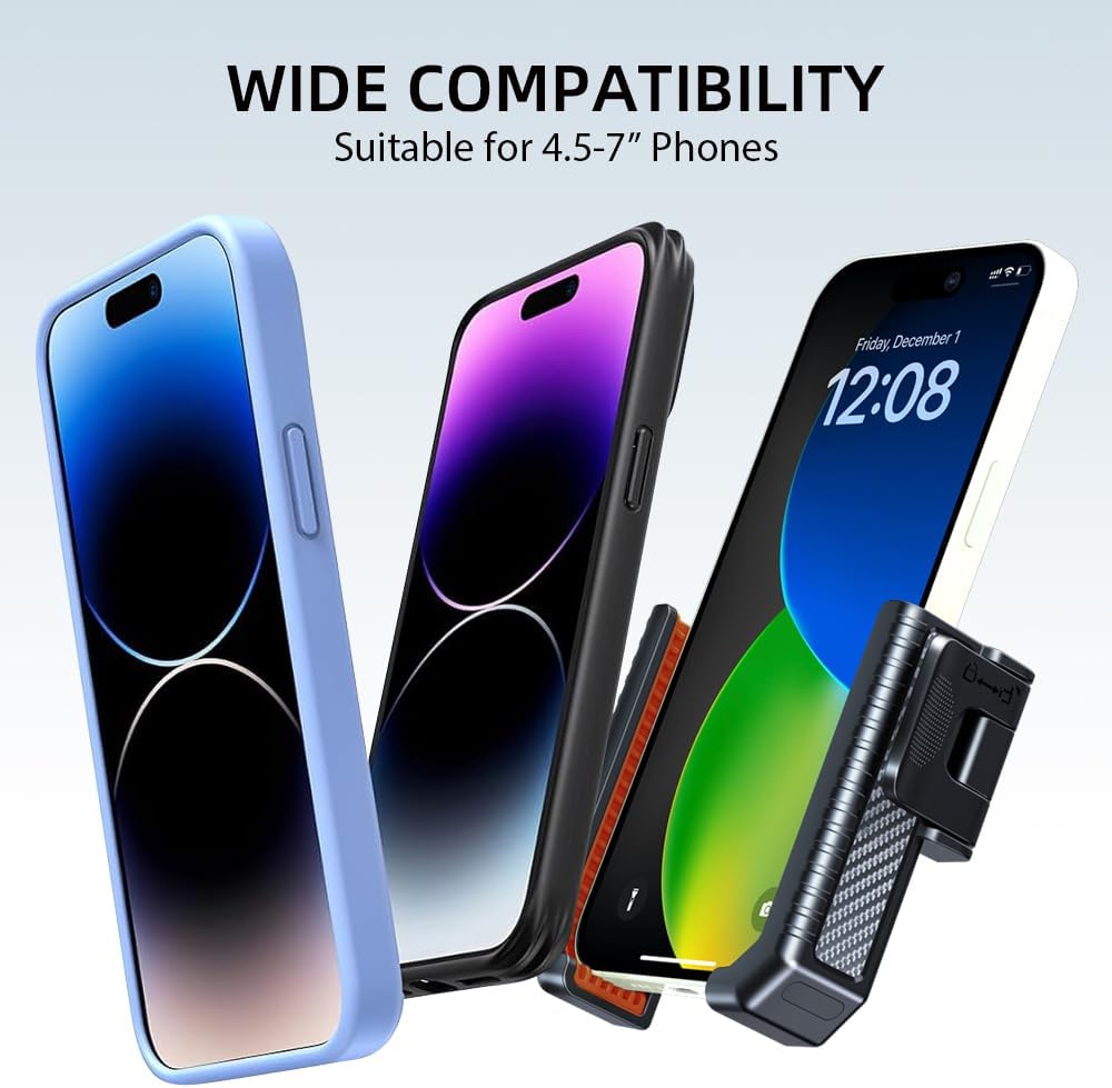 Bike Phone Mount, Motorcycle Phone Holder with Not Block Camera, Motorcycle Handlebar Cell Phone Clamp for iPhone 16, iPhone 15 Pro Max/Plus,14,S9, S10 and More 4.5
