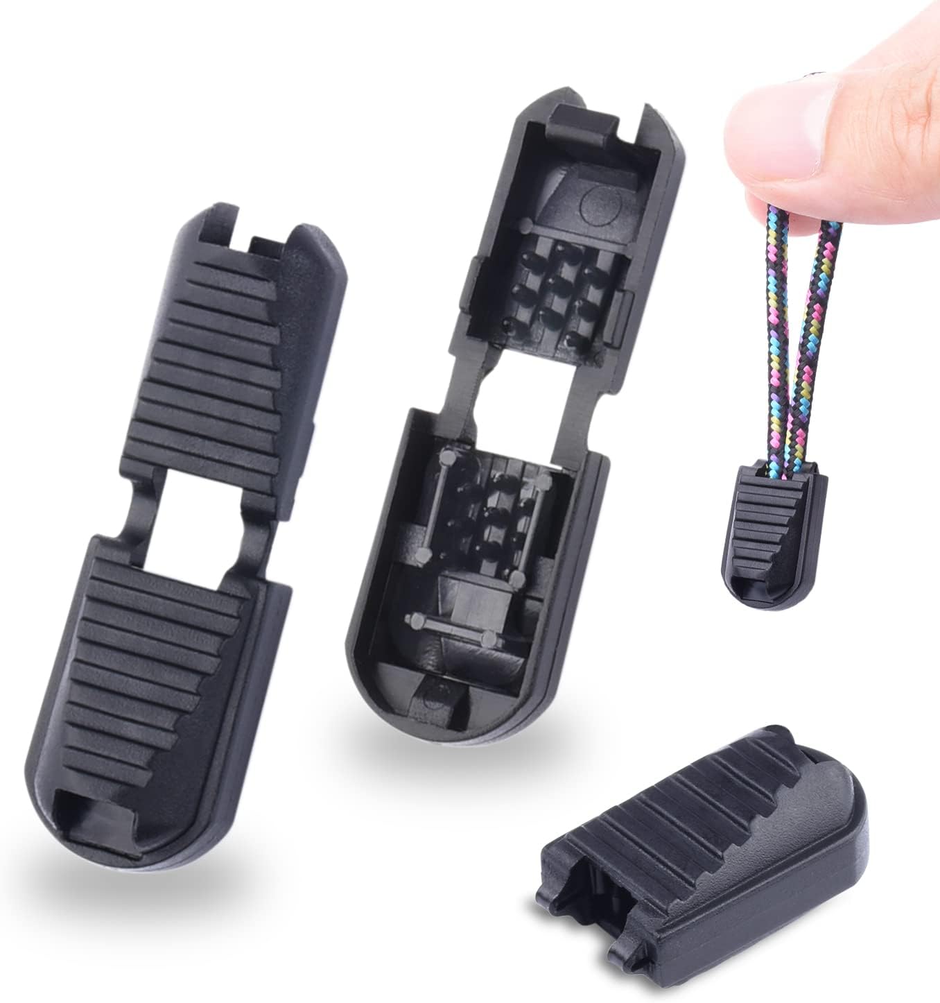 25 Pack Zipper Pull Tabs Cord Ends Tips Shoe Lace End Clips Cord Lock for Paracord Molle Backpack Quick No Tied Shoelace Triathlon Marathon Running Shoe - Image 1