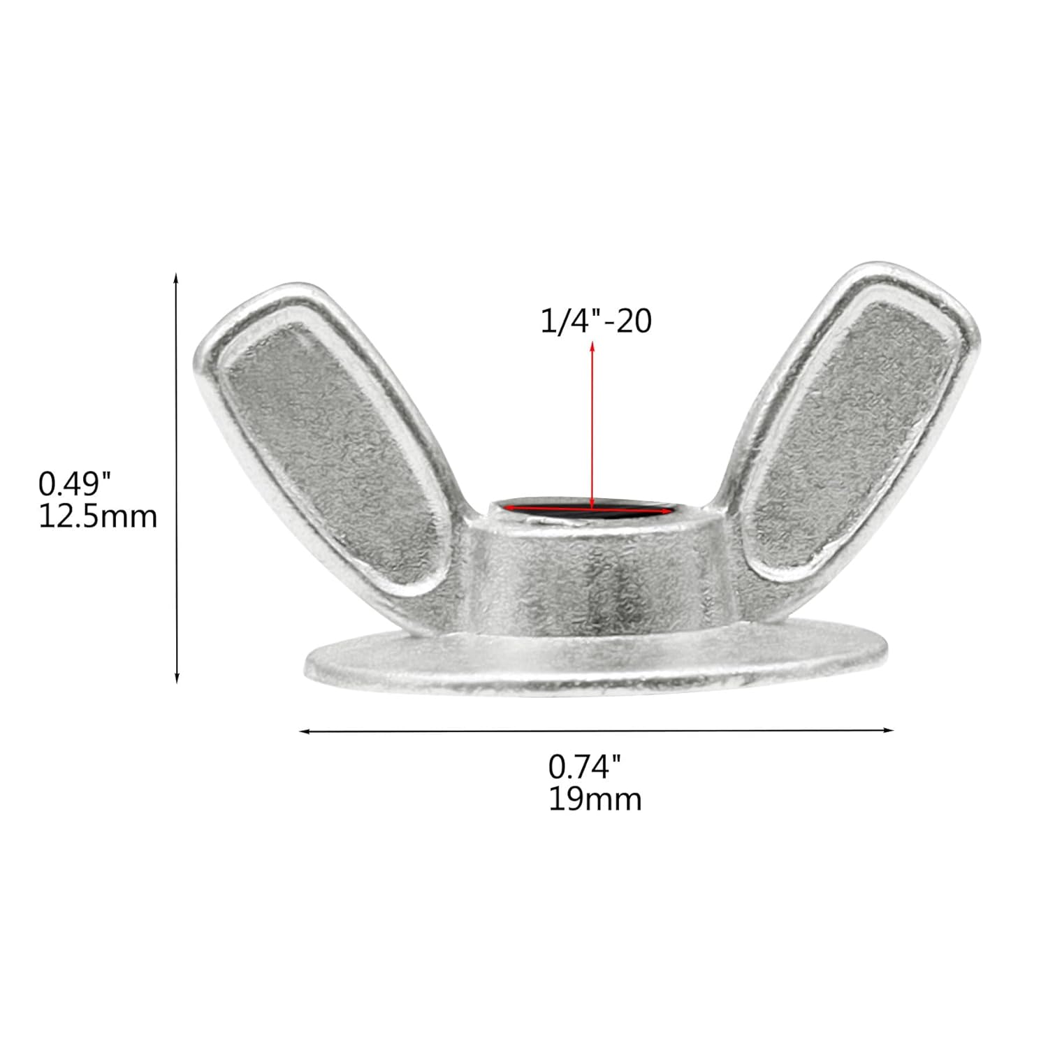 Xadnitu 50 Pieces 1/4''-20 Washered Wing Nut, Zinc Plated Hurricane Hardware Butterfly Nuts with Washer for Fasteners, Silver - Image 5