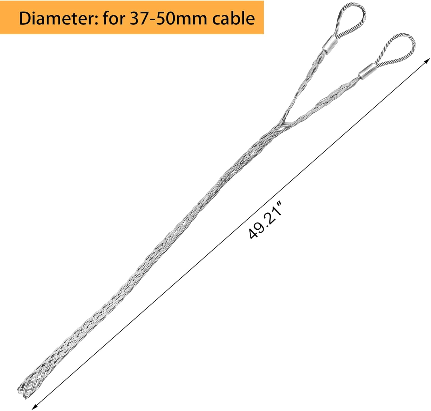 Xadnitu Cable Pulling Grip for 37-50mm OD Electrical Wires, Stainless Steel Cable Puller Sock Mesh Lassos with Rope Loop for Heavy Duty or Flexible Cords - Image 4