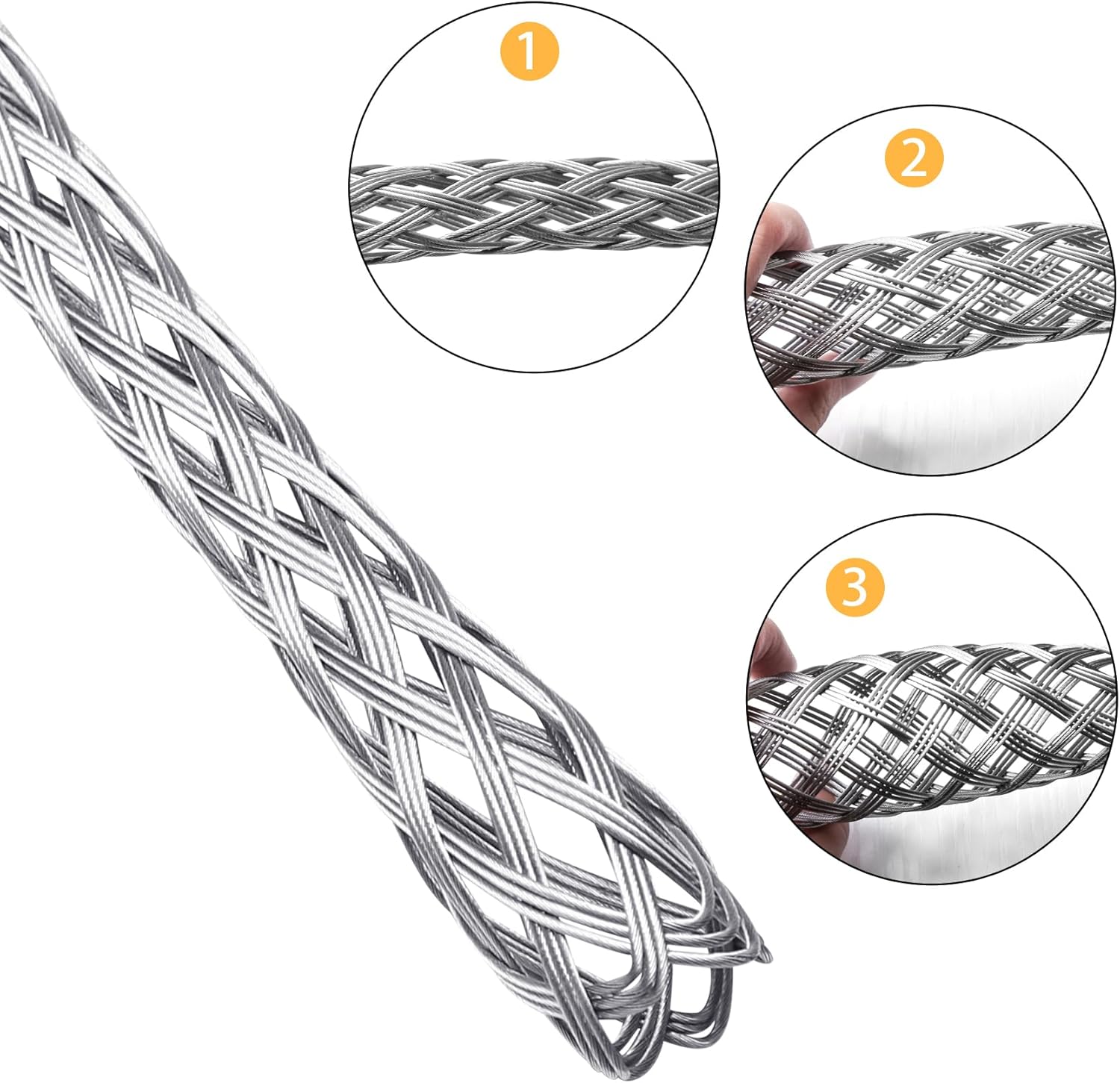 Xadnitu Cable Pulling Grip for 37-50mm OD Electrical Wires, Stainless Steel Cable Puller Sock Mesh Lassos with Rope Loop for Heavy Duty or Flexible Cords - Image 6