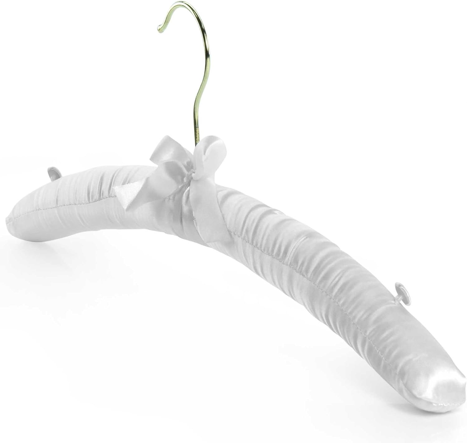 Hangerworld White 17inch Satin Padded Top Garment Wedding Clothes Coat Hangers with Buttons - Image 3