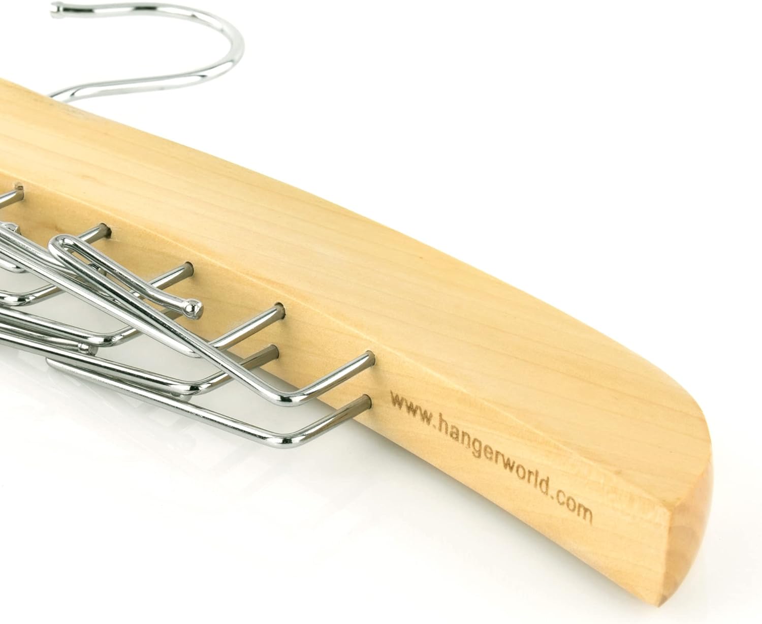HANGERWORLD Hanging Tie Holder Organizer Rack - Premium Wooden Tie Hanger with 24 Folding Accessory Hooks for Closet Space Saving - Image 4
