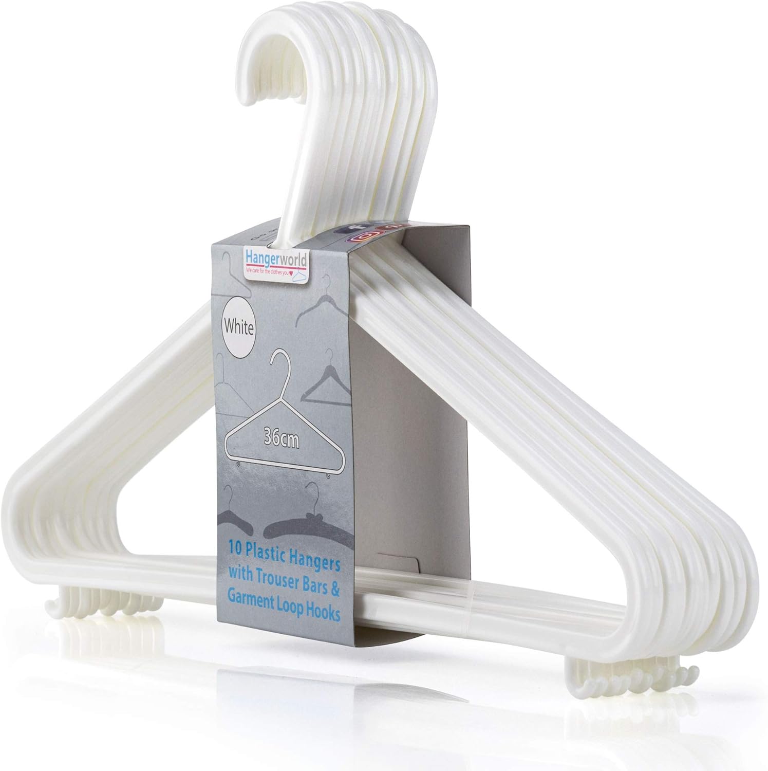 HANGERWORLD White Plastic Hangers 10 Pack - 14inch No Shoulder Bump, Slim Space-Saving Hanger - Image 7