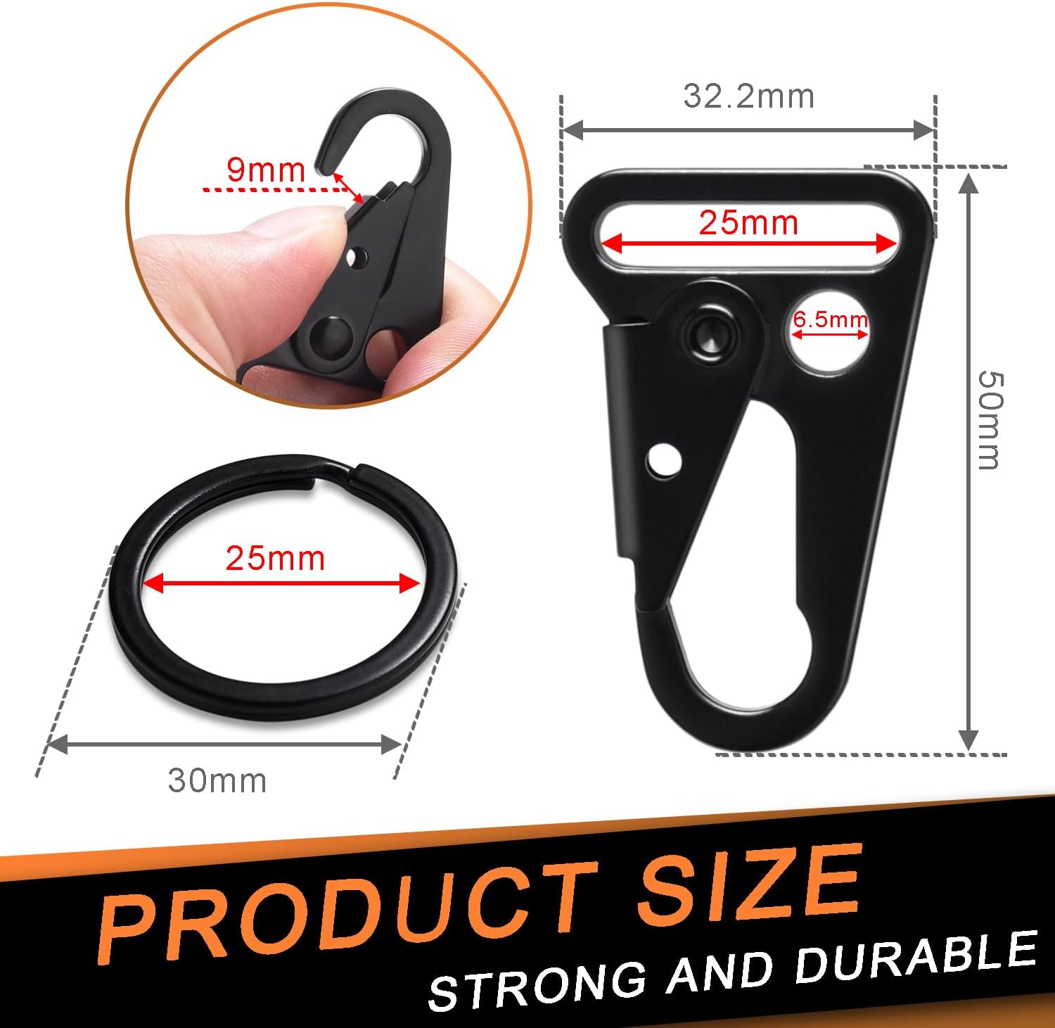 CooBigo 12 Sets Tactical Snap Hook 1-inch Car Keys Chain Clip Heavy Duty Keychain Attachments for Paracord Bracelets Necklaces Molle Bags Accessories - Image 2