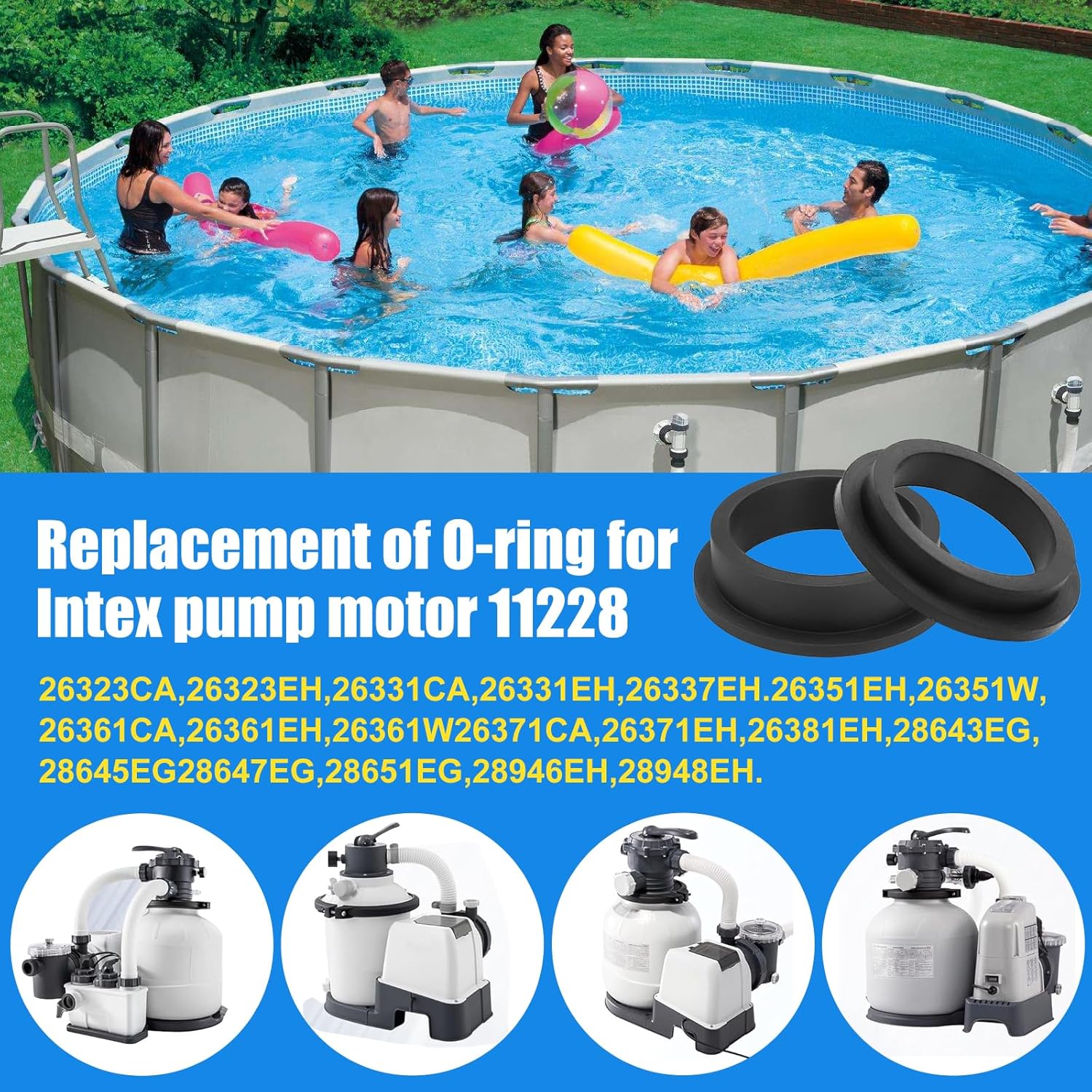 Pool Hose Connector for Intex Coleman Swimming Pool Pump Hose Extender Adapter with 11228 11412 L-Shape O-Ring Gasket | 2 Hose Connector 8 Sealing Rings - Image 4