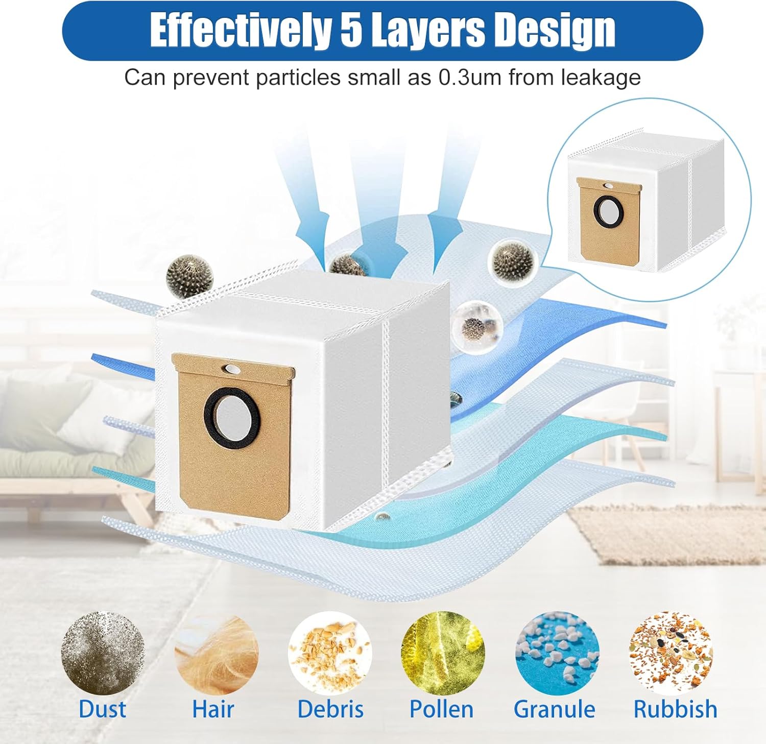 12 Pack Replacement Vacuum Dust Bags for Eufy L50 SES & L60 SES Self-Empty Station – 3.5L Large Capacity Disposal Bag - Image 3
