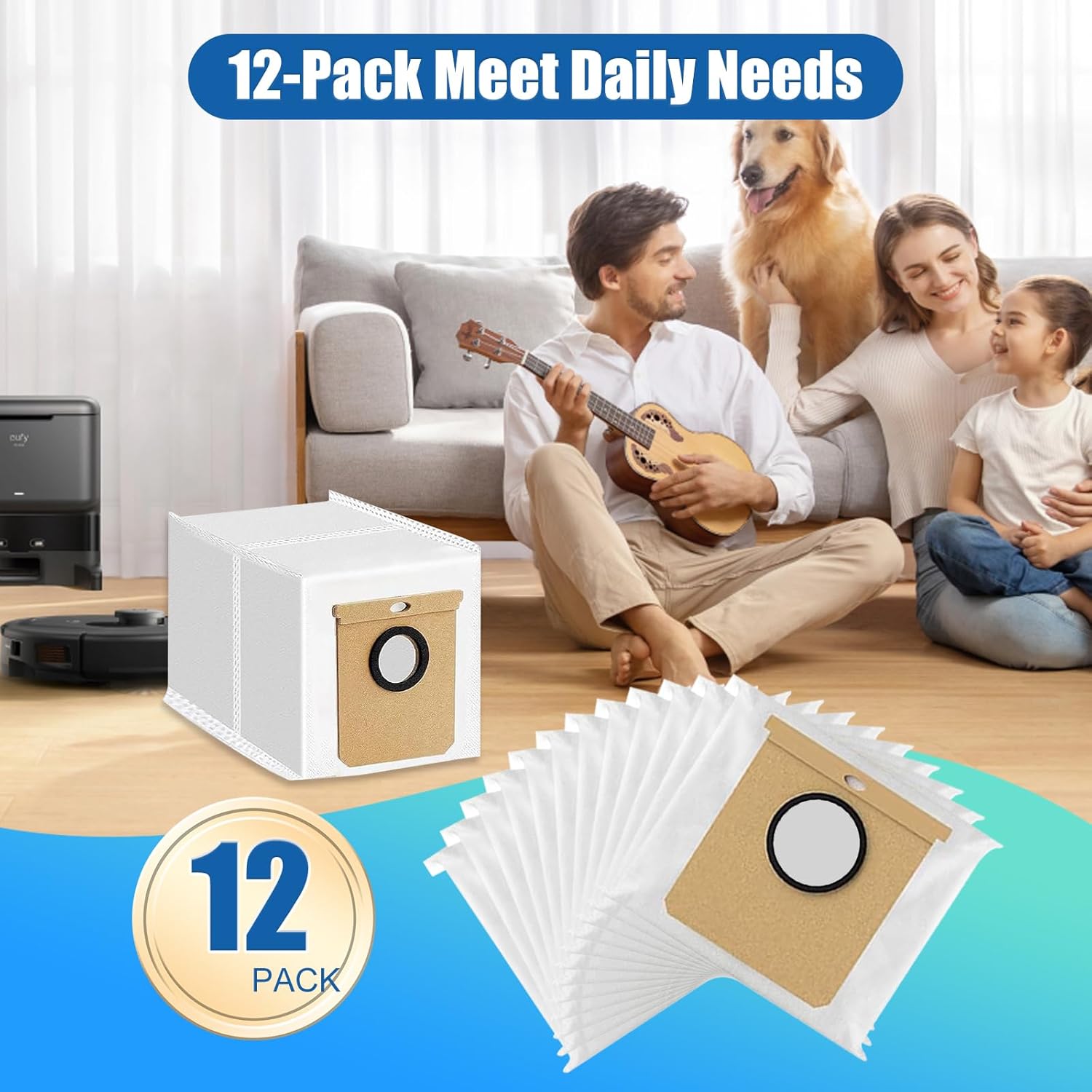 12 Pack Replacement Vacuum Dust Bags for Eufy L50 SES & L60 SES Self-Empty Station – 3.5L Large Capacity Disposal Bag - Image 6