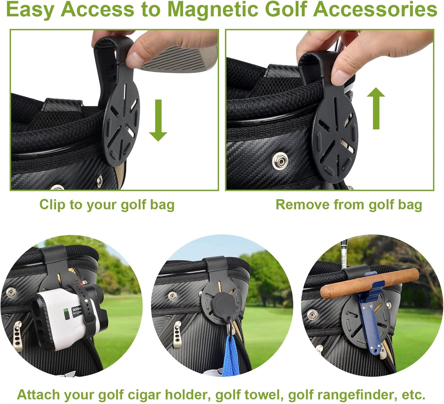 iGuerburn Metal Landing Pads for Golf Bags, Magnetic Golf Bag Accessories for Men with Soft Rubber - Image 2