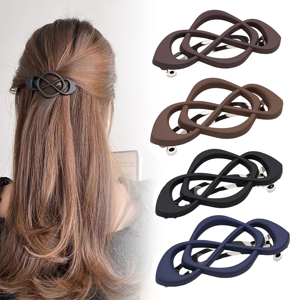 4 Pack Vintage French Barrette Hair Clips, 2026 New Hair Accessories for Women, Strong Hold No Slip Styling (Style A) - Image 1