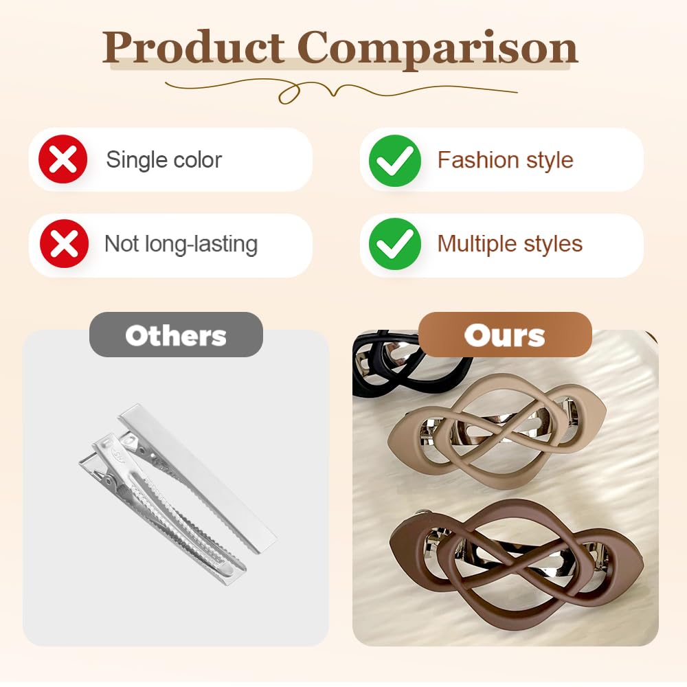 4 Pack Vintage French Barrette Hair Clips, 2026 New Hair Accessories for Women, Strong Hold No Slip Styling (Style A) - Image 4