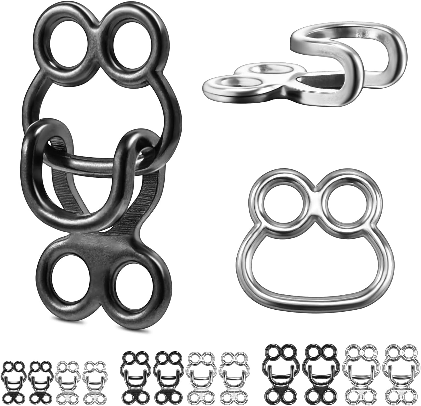 60 Set Hooks and Eyes for Sewing, Clothing Hook Replacement Clasps, Hook and Eye Closures for Fur Coats Jackets Trousers Underwear Sewing DIY Craft - Image 1