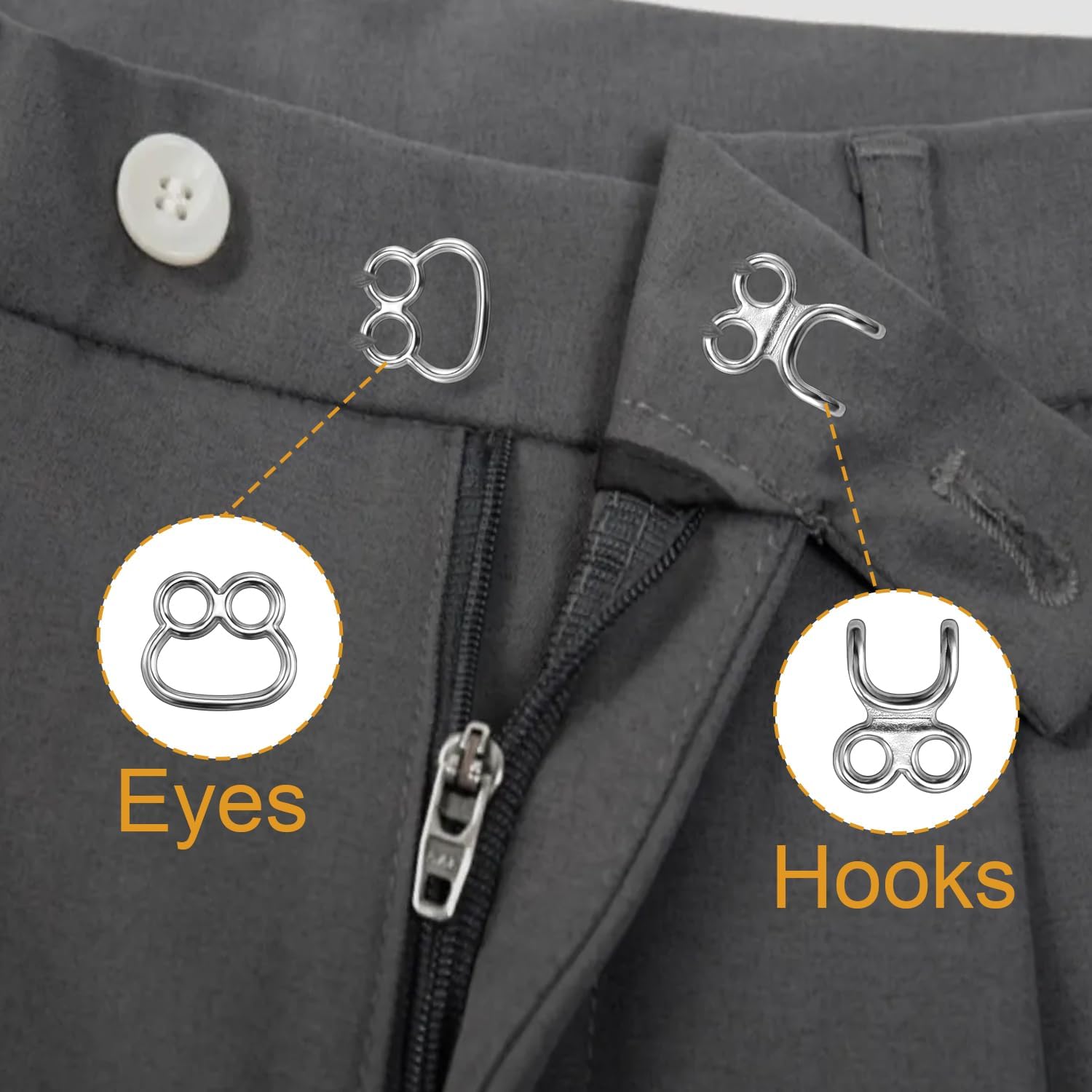 60 Set Hooks and Eyes for Sewing, Clothing Hook Replacement Clasps, Hook and Eye Closures for Fur Coats Jackets Trousers Underwear Sewing DIY Craft - Image 6