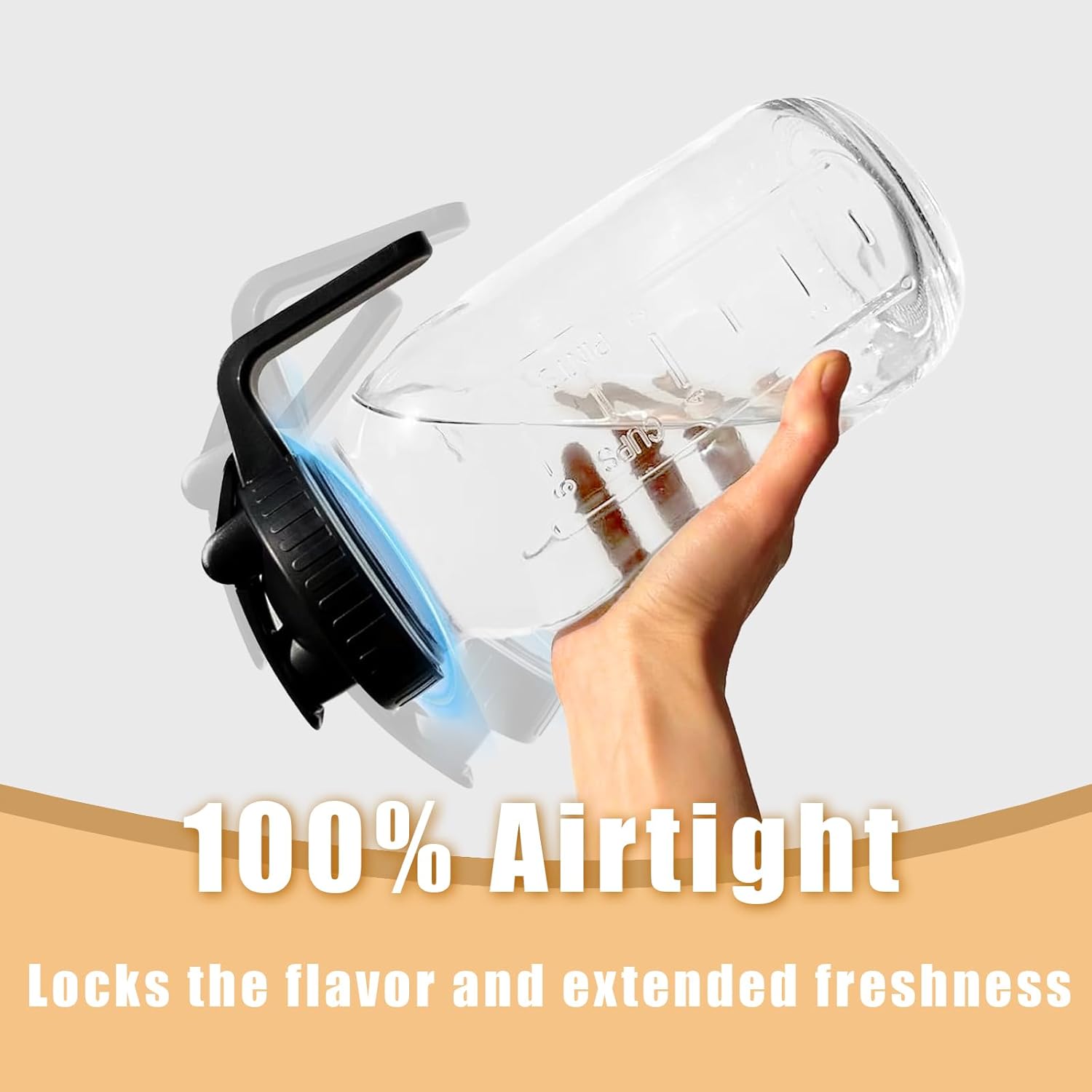 Mason Jar Pour Spout Lid for Wide Mouth Mason Jars, Mason Jar Pitcher Flip Cap Airtight Handle Lid, Leak Proof Seal Cover, Pack of 2 - Image 4