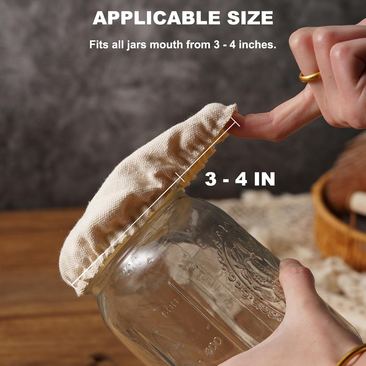 Cloth Covers for Sourdough Starter Jars Or Kombucha Kefir Fermentation Cheese Fabric Lids, Fit Jars Mouth from 3-4 inch, 5 Pack - Image 4