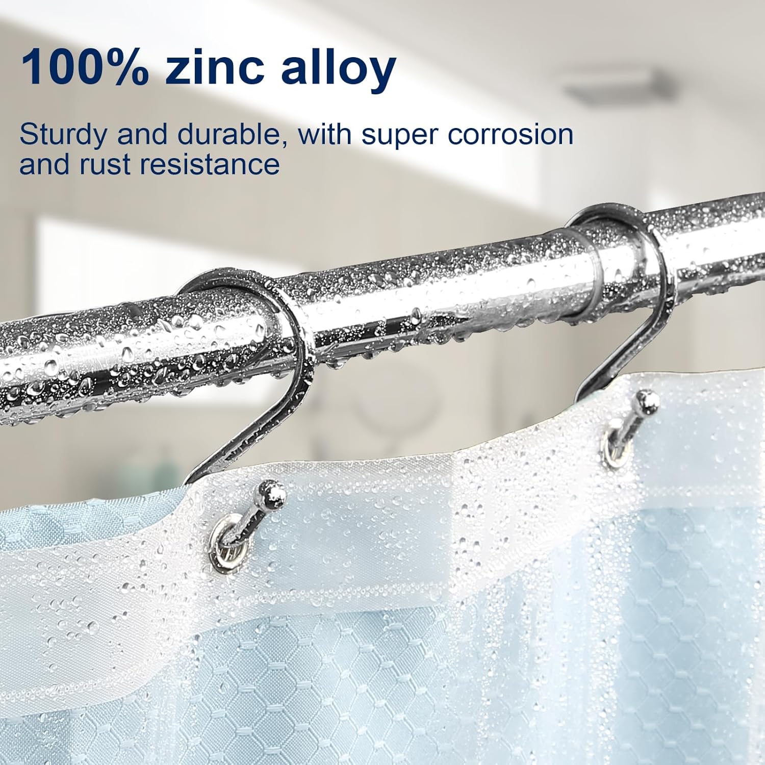 Metal Shower Curtain Hooks, Set of 12, Rt Proof Shower Curtain Hooks Rings, Durable S Shaped Hooks Hangers for Shower Curtains, Kitchen Utensils, Clothes, Towels (Chrome) - Image 2
