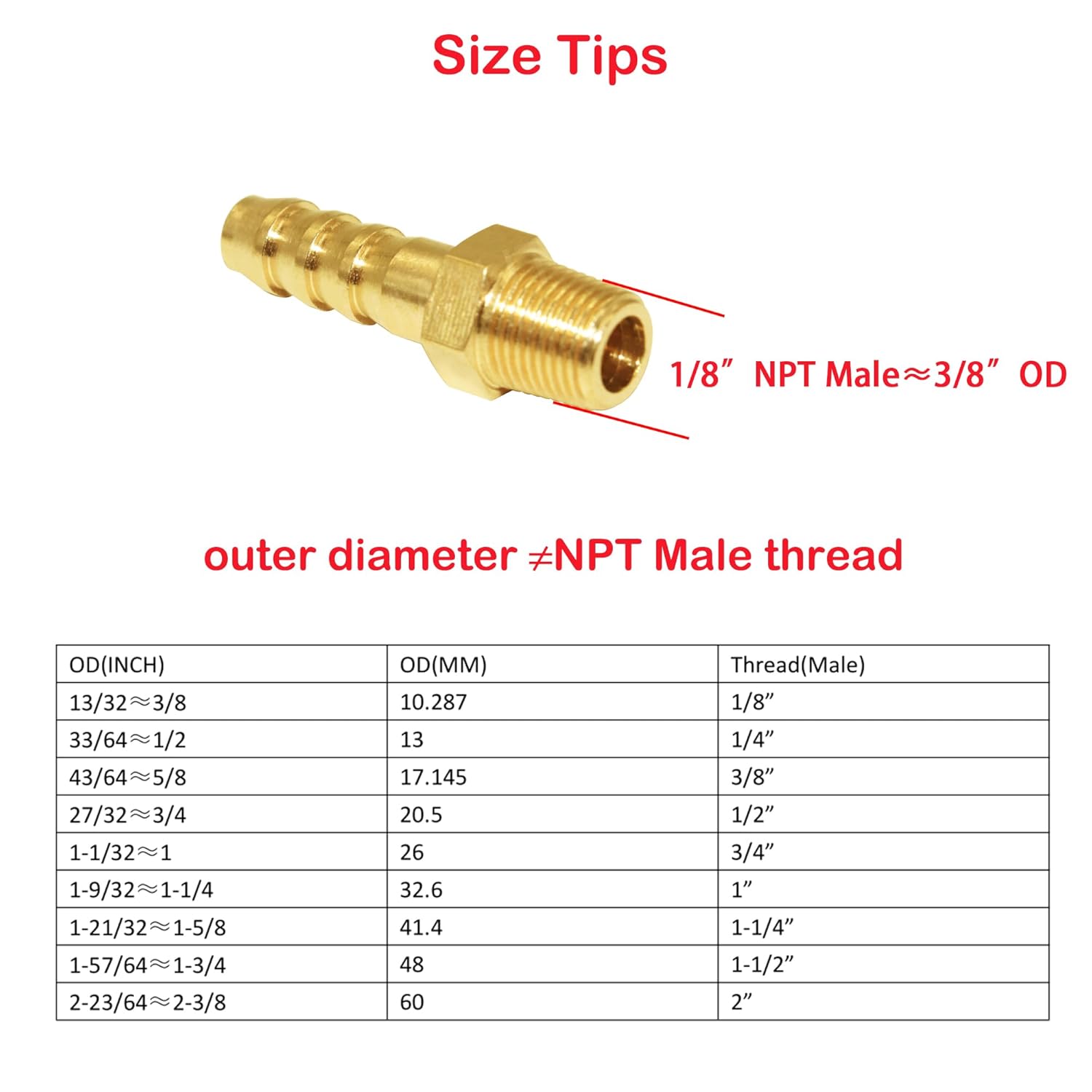 5 Pcs Hose Barb Fittings 1/8
