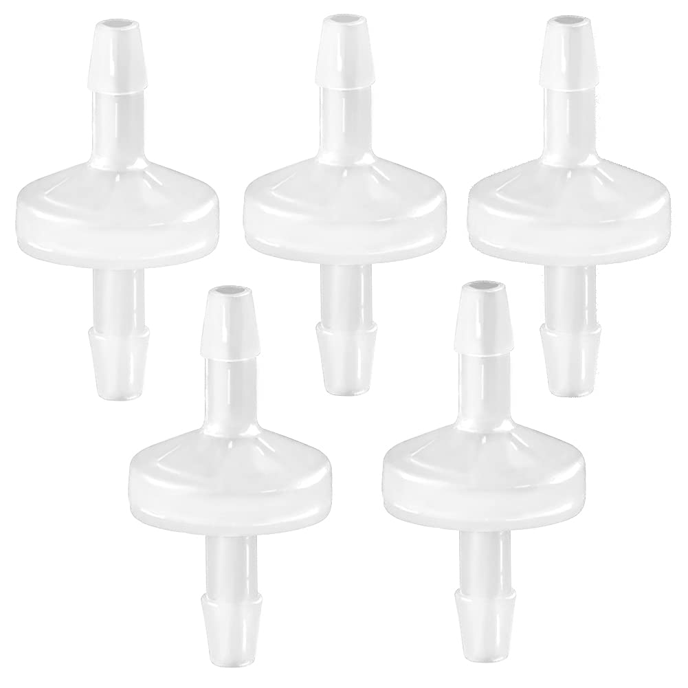 5 Packs Check Valve 1/8”(3MM) One-Way PVDF Plastic Hose Barb for Liquid Air - Image 1