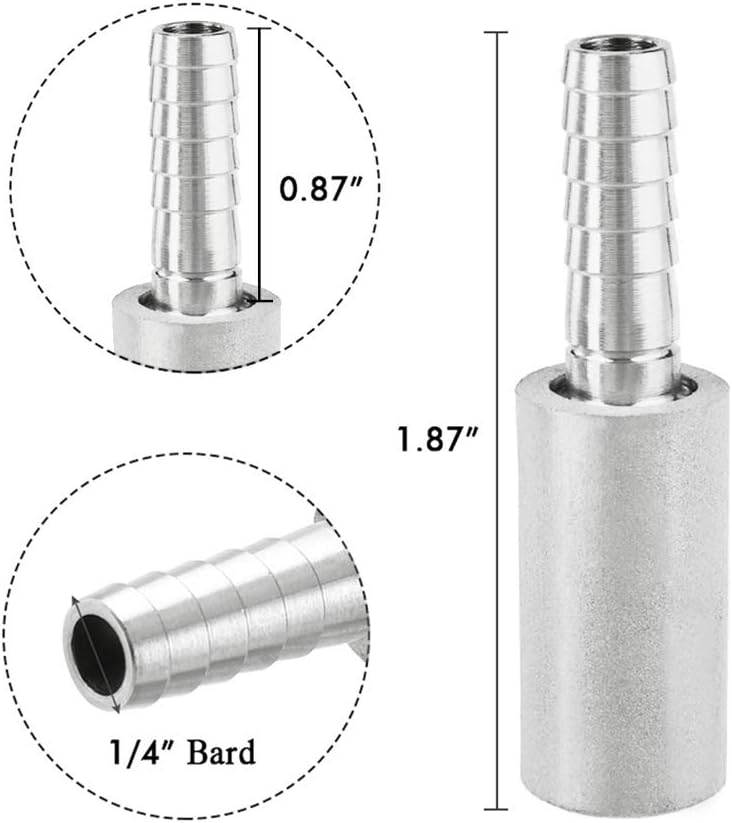 Stainless Steel Aeration Stone, 0.5 Micron Diffion Stone with 1/4