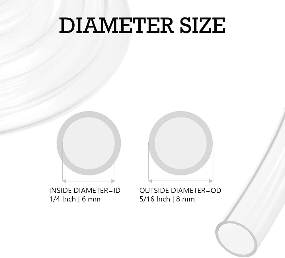 Indtrial Grade Plastic PVC Vinyl Tubing, 1/4