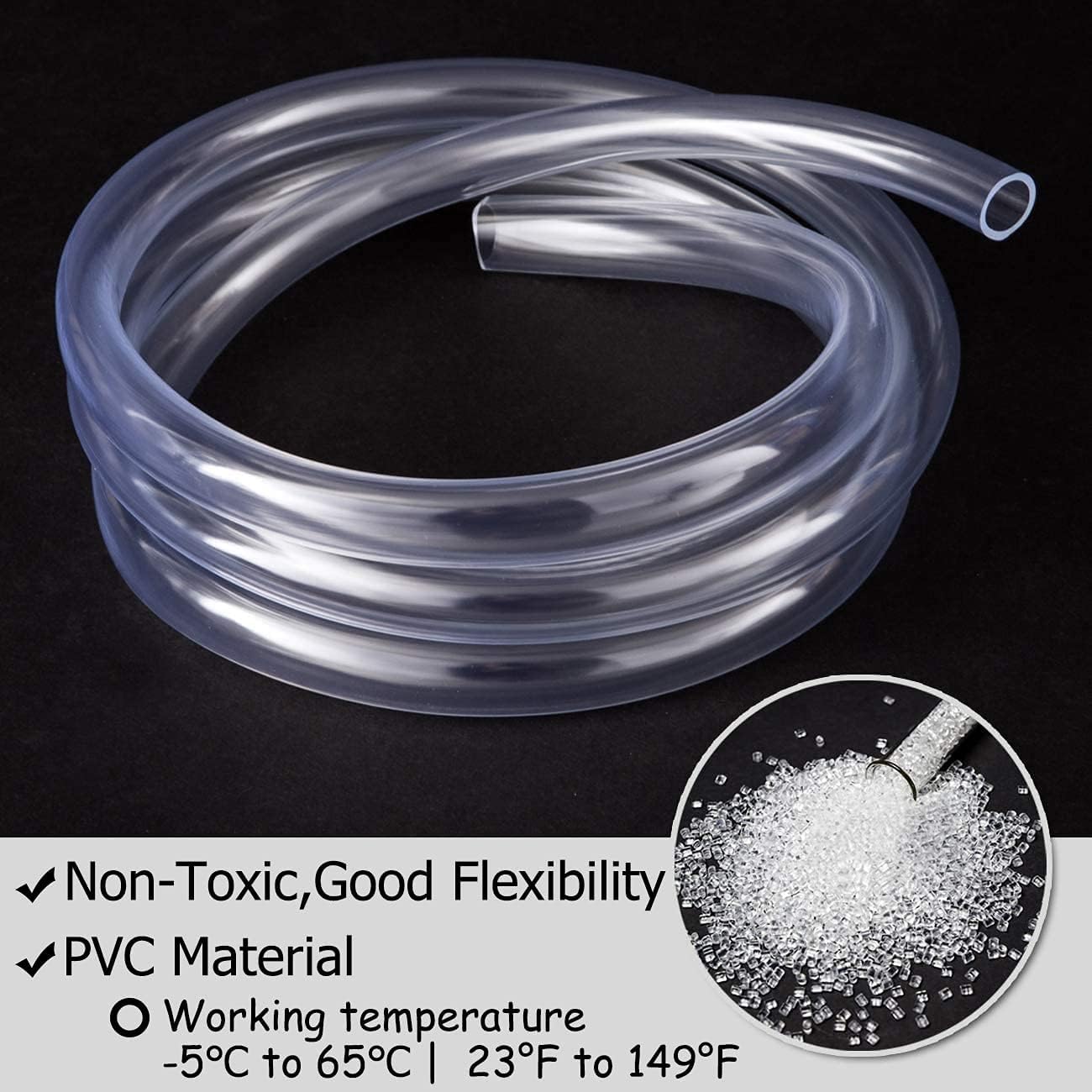 Indtrial Grade Plastic PVC Vinyl Tubing, 1/4