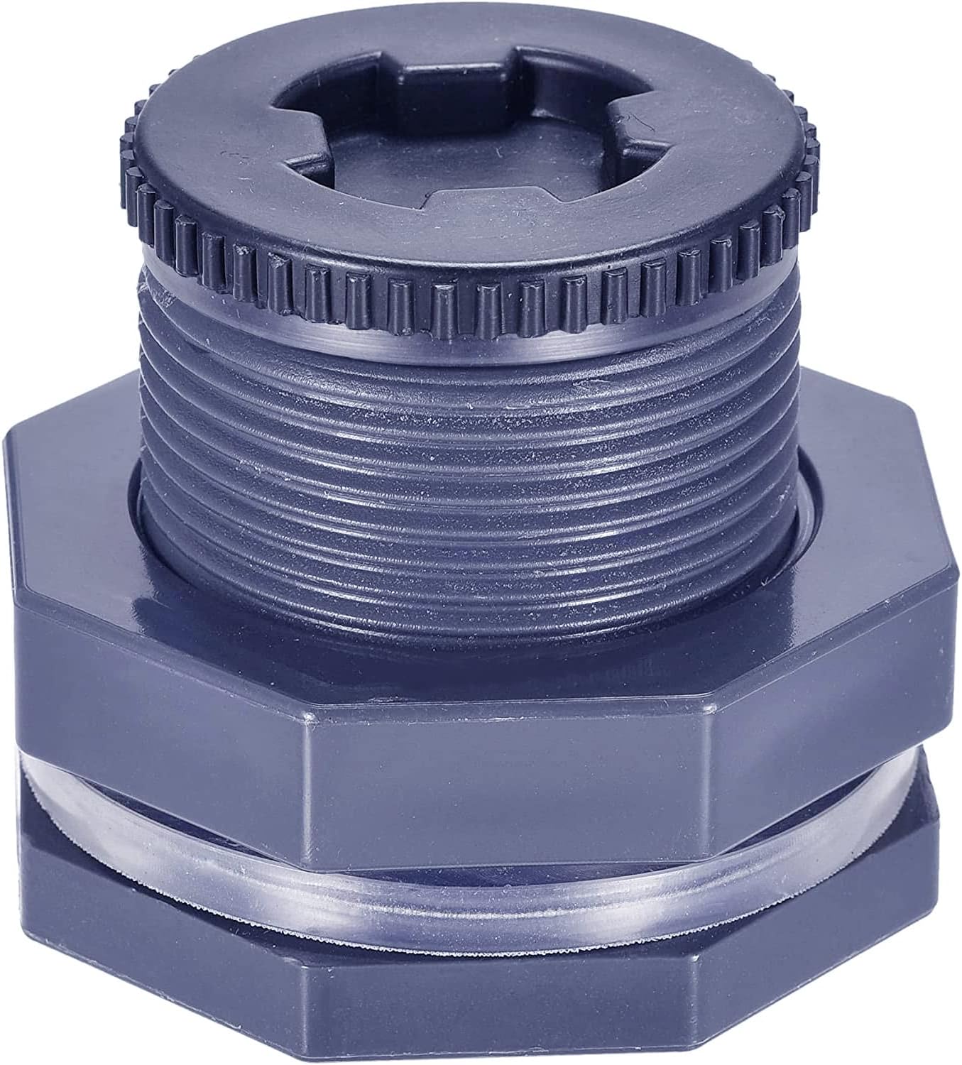 2” Female PVC Bulkhead Fitting with Plug Silicon Seal Gasket Water Tank Connector for 3 Inch Hole Saw Rain Barrels, Aquariums - Image 1