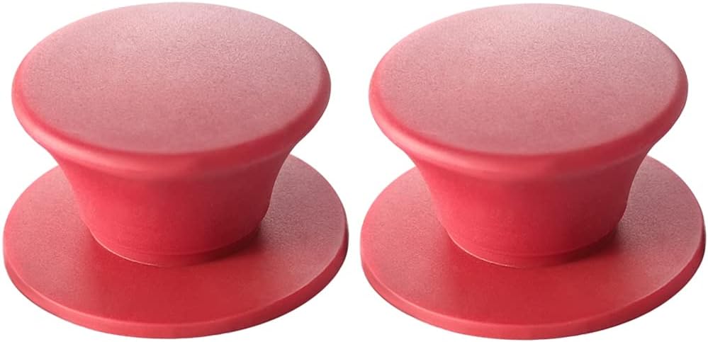 Universal Pot Pan Lids Replacement Knob, Silicone Heat Resistant Pan Cover Holding Handles BPA Free Dishwasher Safe Fits Skillets and Kitchen Cookware (Pack of Two-Red) - Image 1