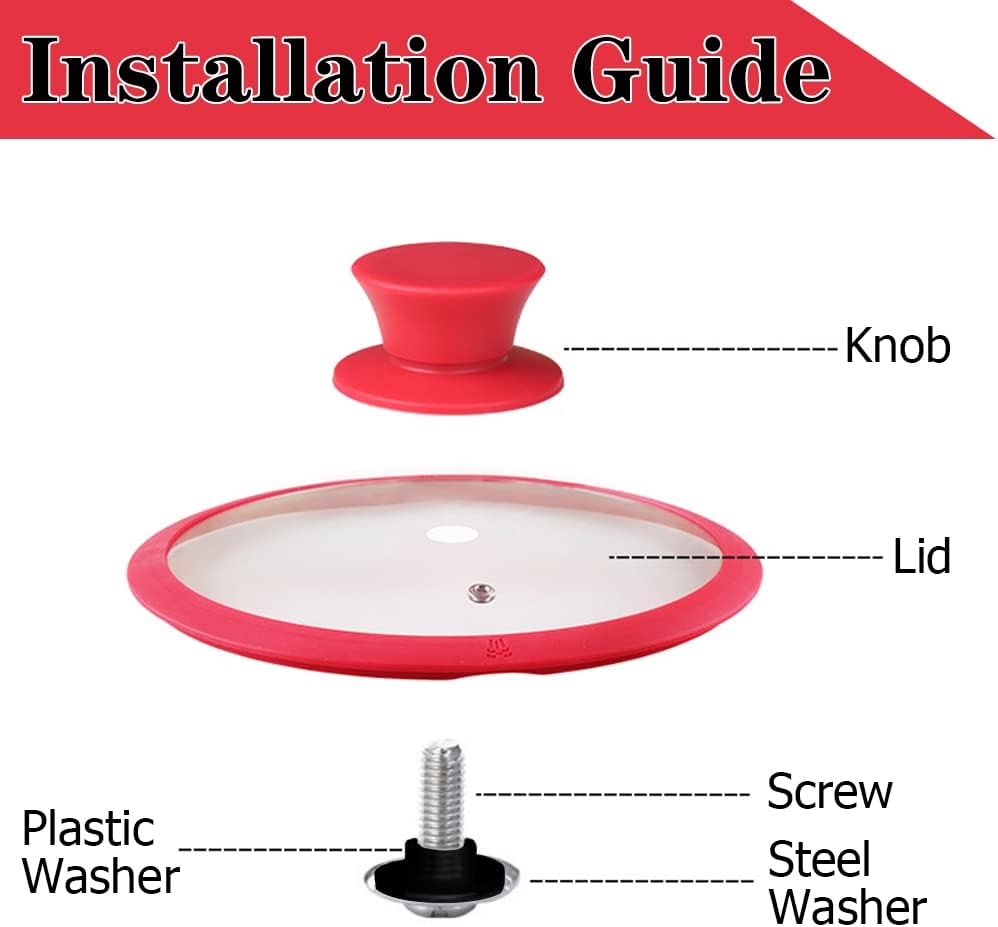 Universal Pot Pan Lids Replacement Knob, Silicone Heat Resistant Pan Cover Holding Handles BPA Free Dishwasher Safe Fits Skillets and Kitchen Cookware (Pack of Two-Red) - Image 3