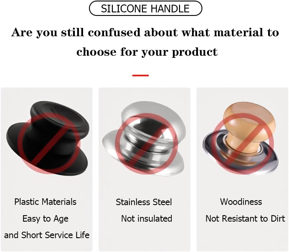 Universal Pot Pan Lids Replacement Knob, Silicone Heat Resistant Pan Cover Holding Handles BPA Free Dishwasher Safe Fits Skillets and Kitchen Cookware (Pack of Two-Red) - Image 5
