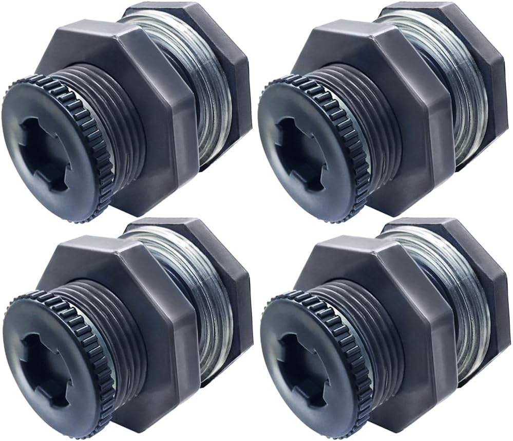 NPT 1/2” Female PVC Heavy-Duty Bulkhead Fitting with Plug, Silicon Seal Gasket Water Tank Connector for 1.5 Inch Hole Saw Rain Barrels, Aquariums 4Pcs (Thickened Version) - Image 1