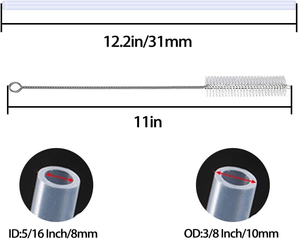 Silicone Replacement Straws for 20 30 40oz Cup, Reable Straws with Cleaning Brh Compatible with 30 40 oz Stanley Tumbler (Pack of 12) - Image 3