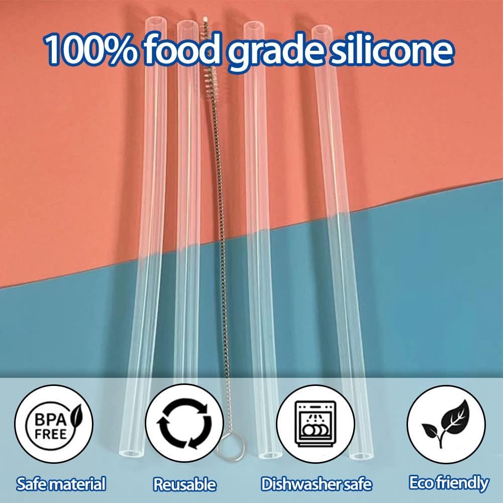 Silicone Replacement Straws for 20 30 40oz Cup, Reable Straws with Cleaning Brh Compatible with 30 40 oz Stanley Tumbler (Pack of 12) - Image 7