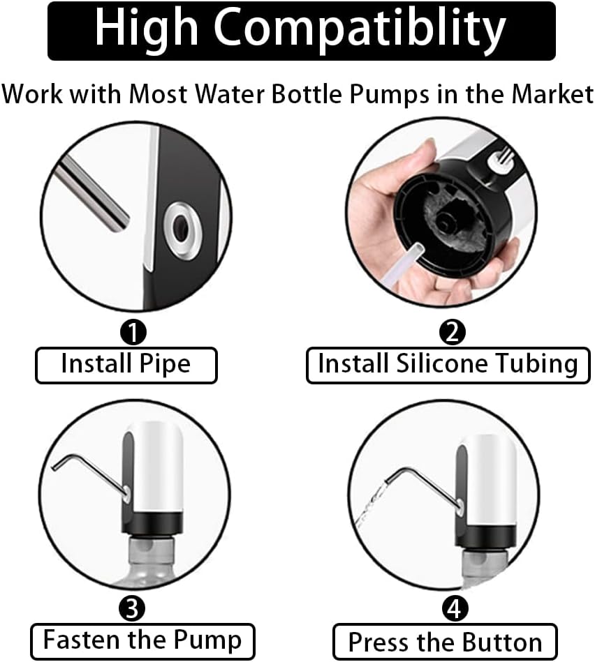 Replacement Silicone Tubing for Water Bottle Pump, High Temp Pure Silicone Hose Tube High Compatibility for Most Electric B Charging Automatic Drinking Water Pump-4 Pack - Image 4
