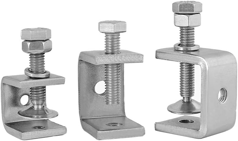 4pcs Heavy Duty Stainless Steel C-Clamp, 30MM Wide Jaw Openings, 0-25MM Clamping Range, M8 Threaded Hole, Silver - Image 7