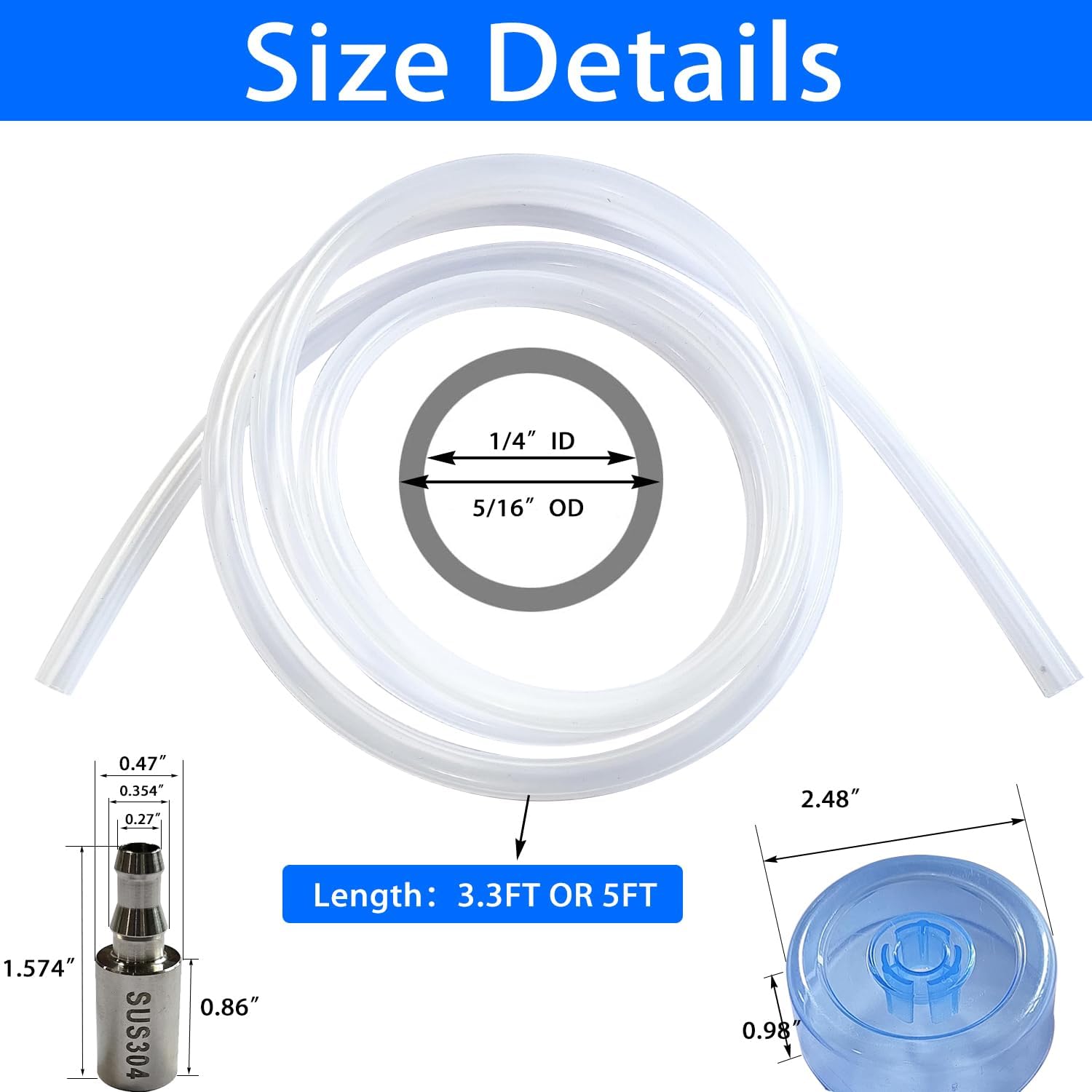 Food Grade Silicone Water Pump Hose and Weight Block Set, 3.3FT Silicone Tubing for 5 Gallon Water Bottle Pump for Charging Automatic Drinking Water Pump and Desk Water Dispenser - Image 2