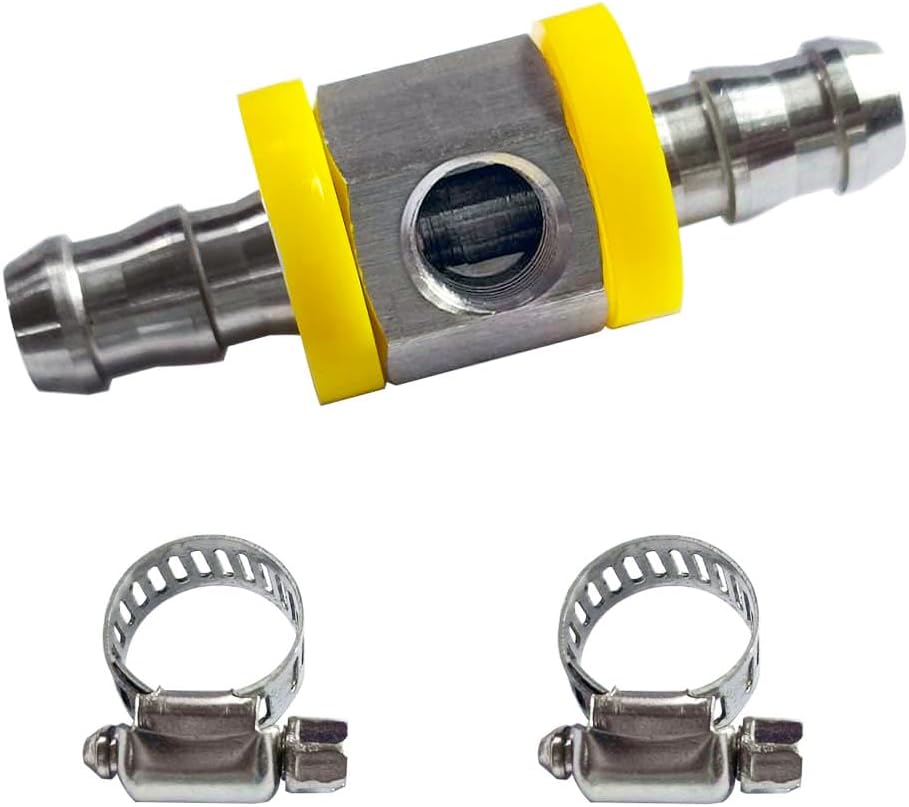 3/8” Fuel Line Fuel Pressure Barbed Ph Lock T-Fitting Adapter with 1/8-27 NPT Sensor Port 304 Stainless Steel Includes 2 Clamps Fits Hose with 9.5mm ID Inner Diameter - Image 1