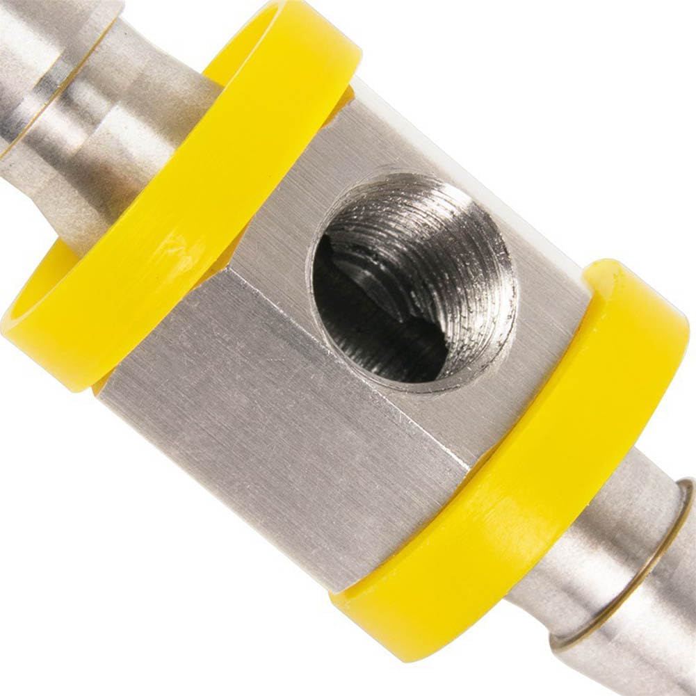 3/8” Fuel Line Fuel Pressure Barbed Ph Lock T-Fitting Adapter with 1/8-27 NPT Sensor Port 304 Stainless Steel Includes 2 Clamps Fits Hose with 9.5mm ID Inner Diameter - Image 3